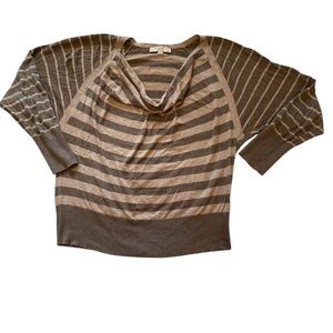 LOFT Striped Brown and tan Women's Sweater Sz XL